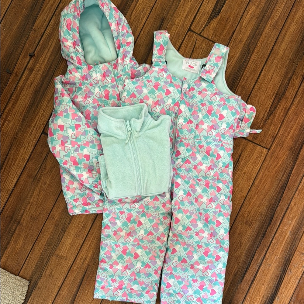 Kids Snow suit Set with Heart Pattern